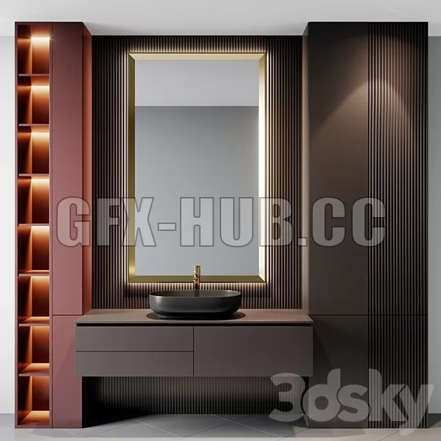 BATHROOM DECOR – Bath Set 17 with wooden panel