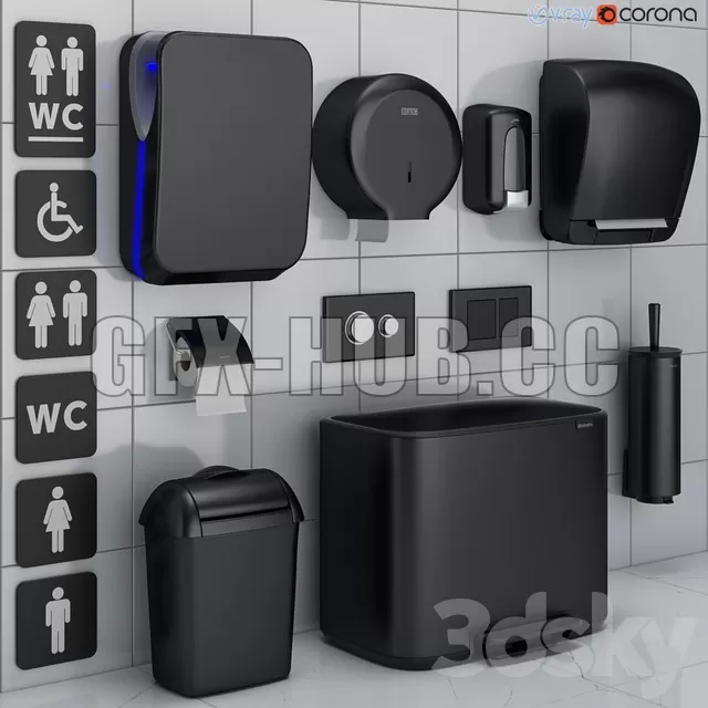 BATHROOM DECOR – Bathroom Accessories Set 72 Black