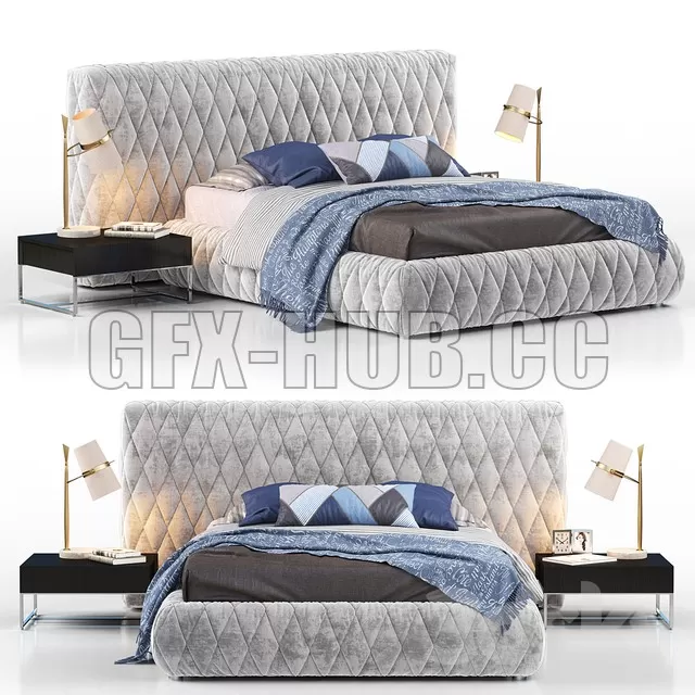 BED – Bed Altrenotti Sonetto, table Edo Alivar and decor