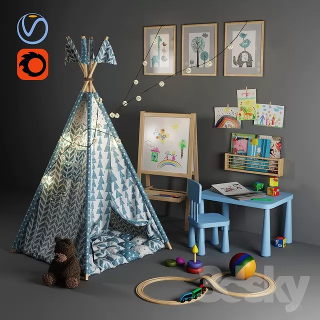 CHILDROOM – FURNITURE SETS – 3D MODELS – 038