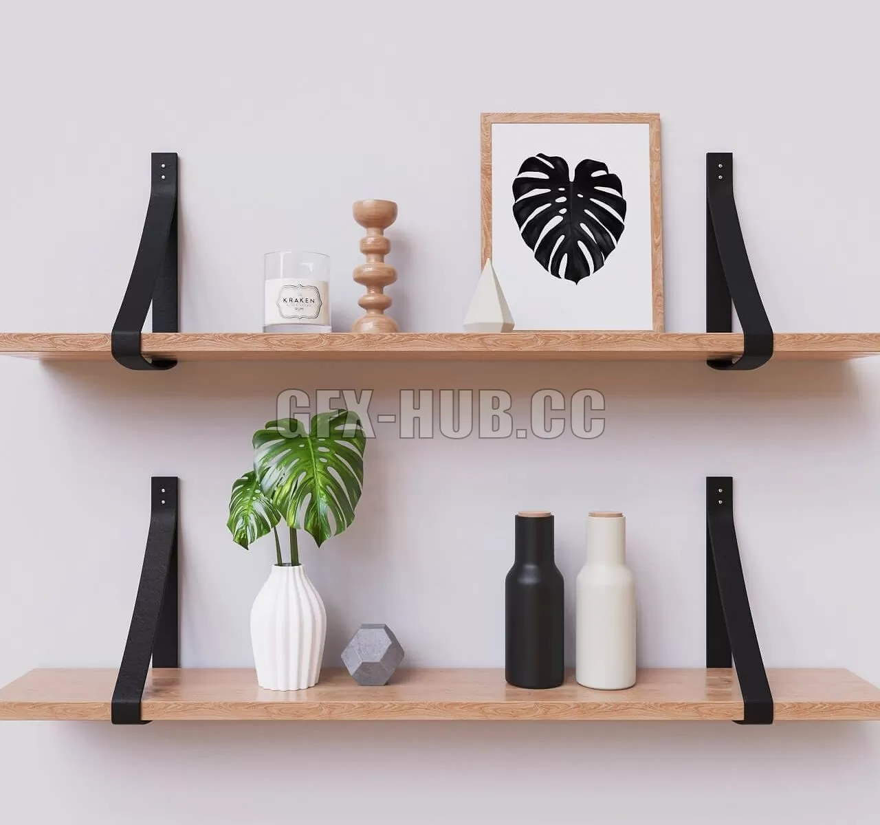 DECORATION – Decor on a shelf with Monstera