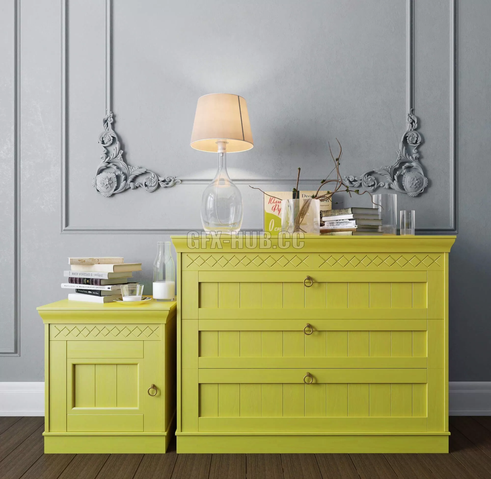 DECORATION – Sideboard with decor set