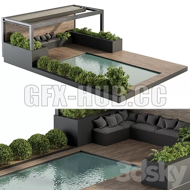 DOOR – Backyard and Landscape Furniture with Pool 03 (outdoor set)
