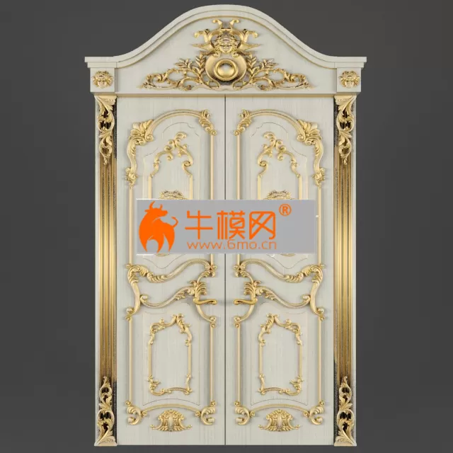 DOOR – Double-leaf door with gold carving