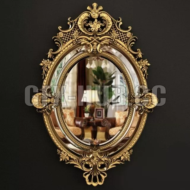 MIRROR – 19th Century French Louis XV Fine Gilt Carved Oval Mirror