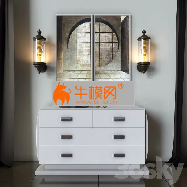 PRO MODELS – Chest of drawers and lamp Smania