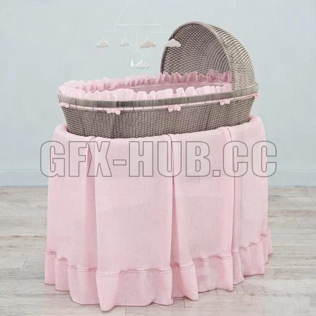 PRO MODELS – RH Heirloom wicker bassinet & mattres