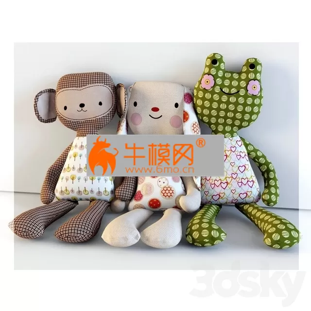 PRO MODELS – Textile toys monkey, hare, frog PRO MODELS – Textile toys monkey, hare, frog