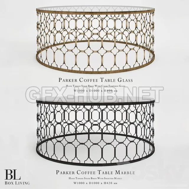 TABLE – Box Living Parker Coffee Table Glass and Marble