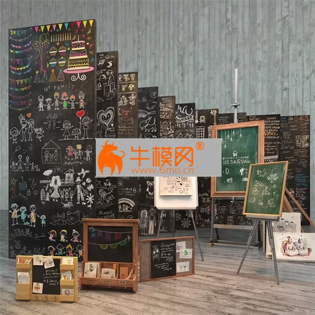 A set for creating slate surfaces with images by a chalk – 877 A set for creating slate surfaces with images by a chalk – 877