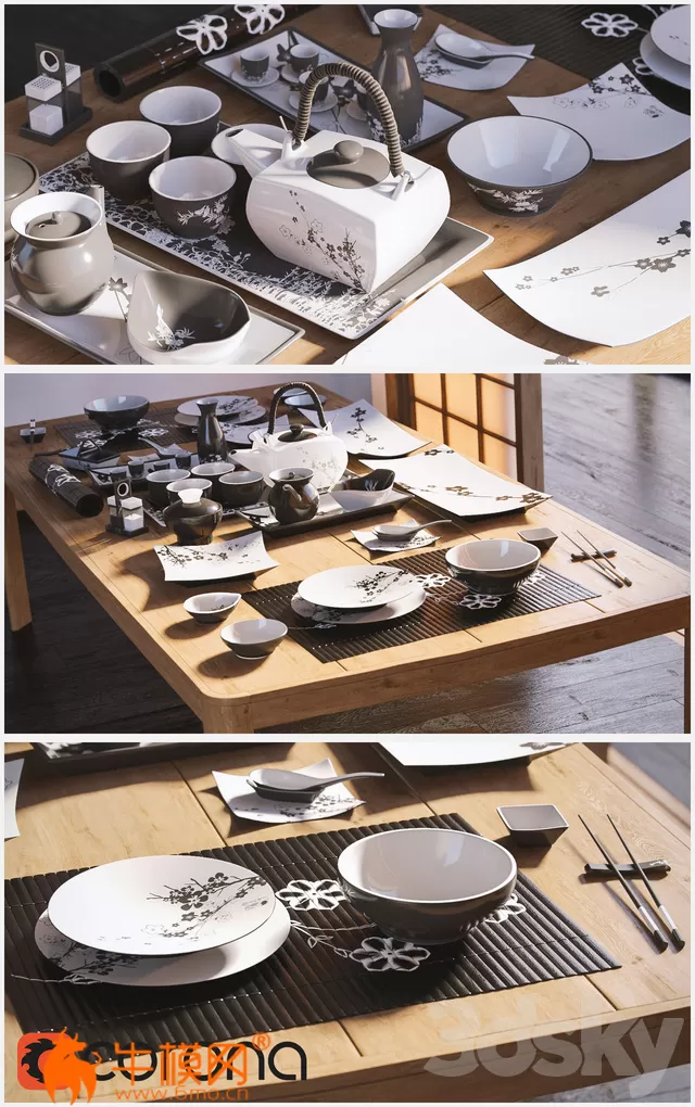 A set of dishes in the Japanese style (max, fbx, obj) – 881 A set of dishes in the Japanese style (max, fbx, obj) – 881