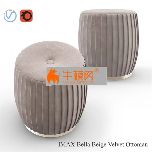 BELLA Beige Velvet Ottoman – 1144 BELLA Beige Velvet Ottoman – 1144
