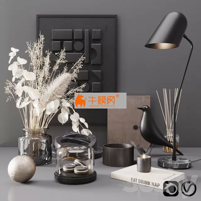 Black modern set 3D model – 1173 Black modern set 3D model – 1173