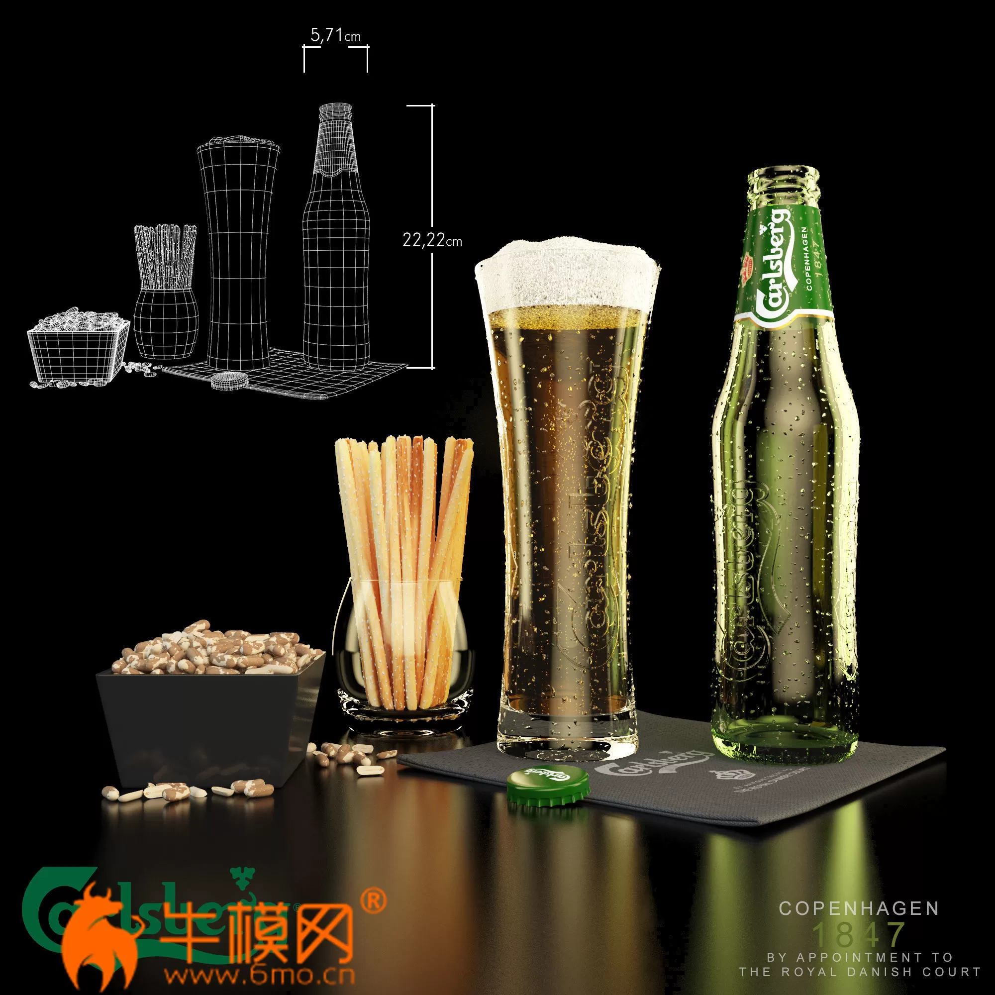 Carlsberg beer and snacks (max 2013 Vray) – 1330