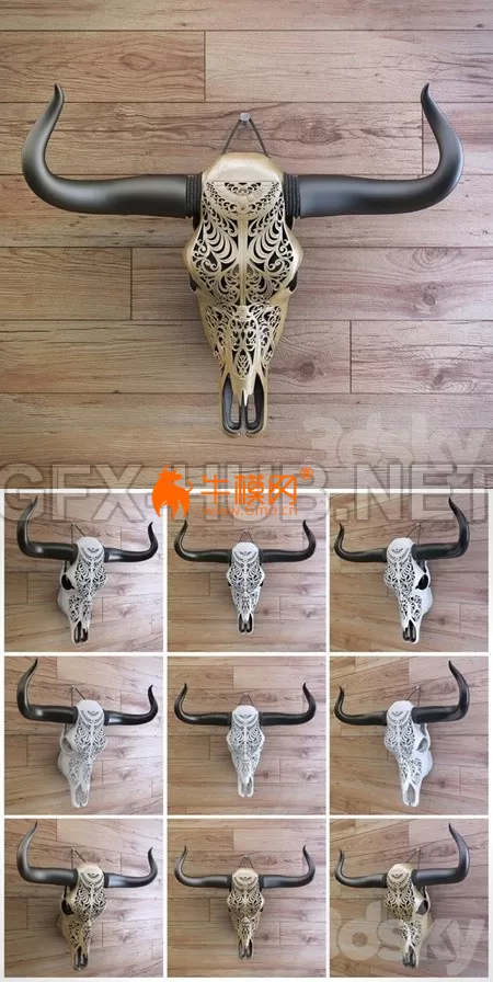 Carved Cow Skull – 1335