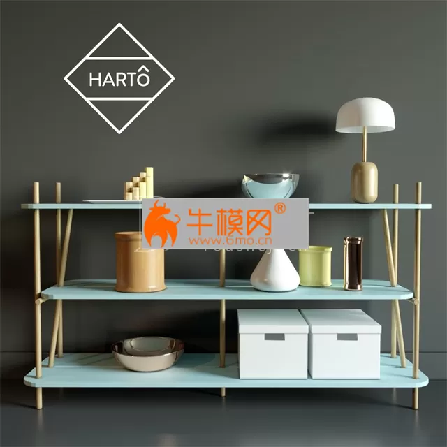 Chest of drawers SIMONE BOOKCASE, FADED BLUE HARTO – 1395 Chest of drawers SIMONE BOOKCASE, FADED BLUE HARTO – 1395