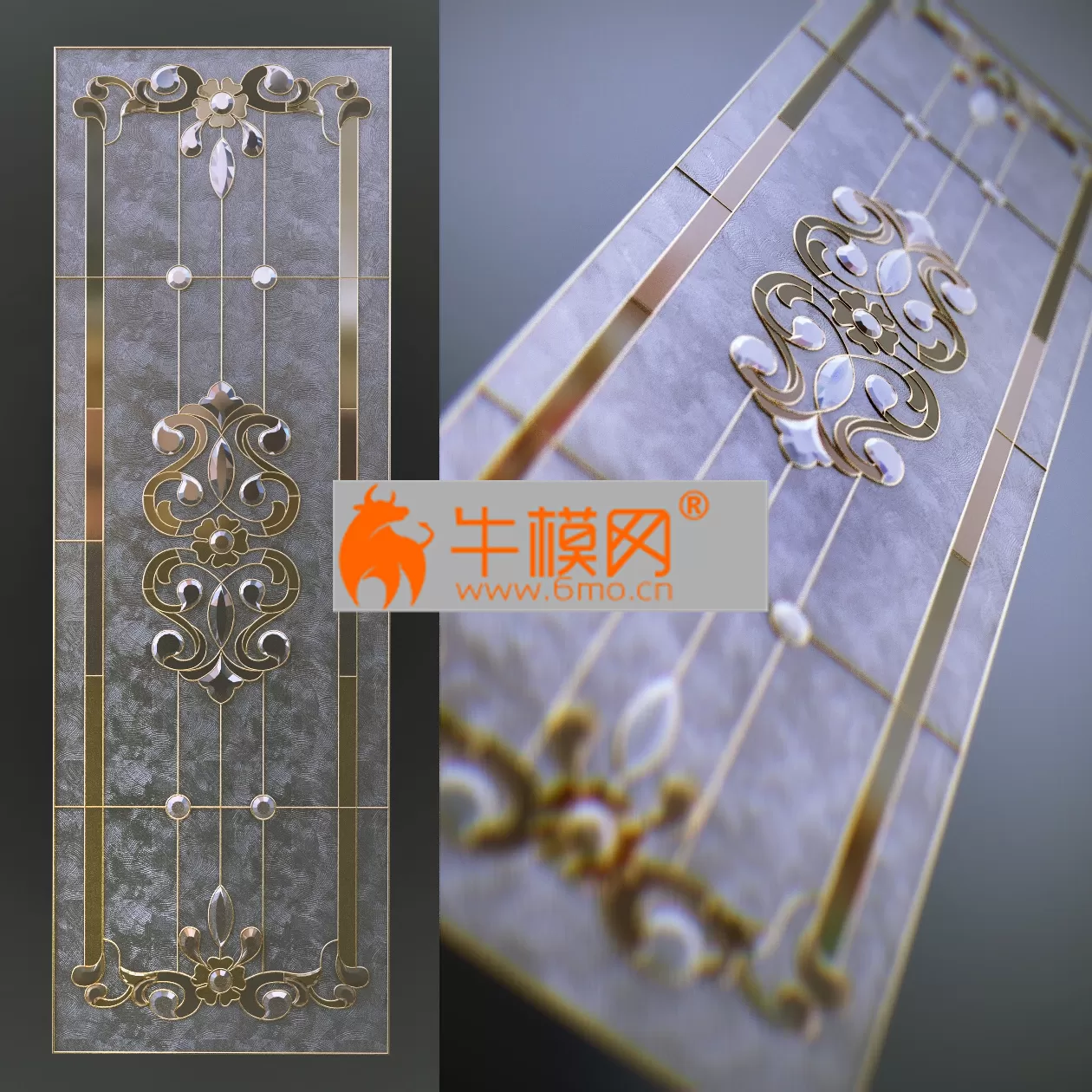 Classic stained glass window with facet – 1446