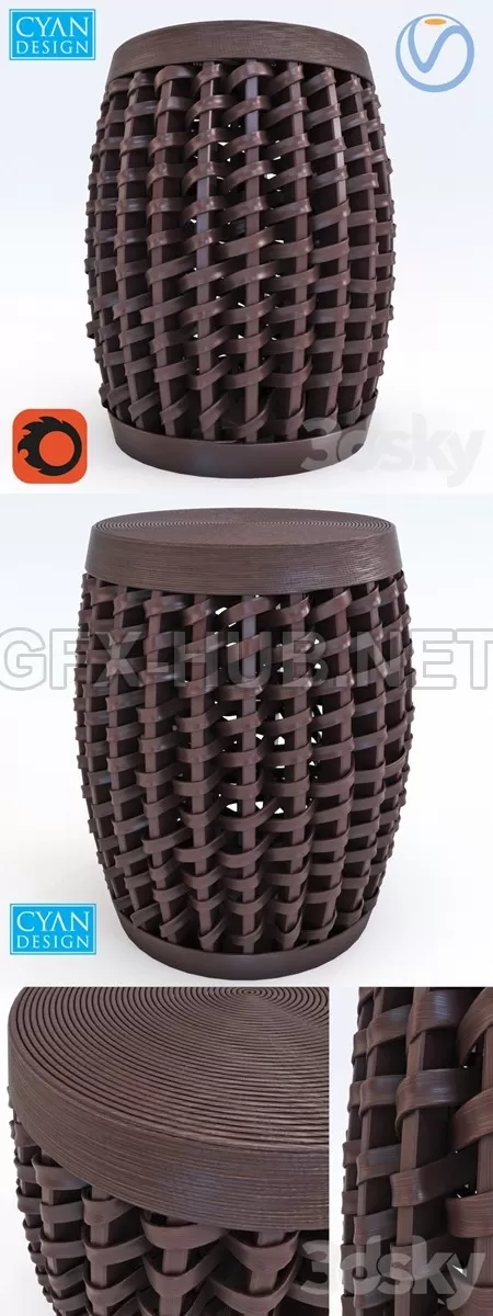 Cyan Design Woven Sienna Stool – 1568 Cyan Design Woven Sienna Stool – 1568