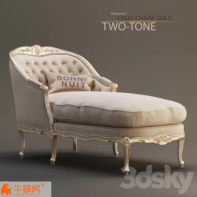 Eloquence Louis Chaise in GoldTaupe Two-Tone – 1687