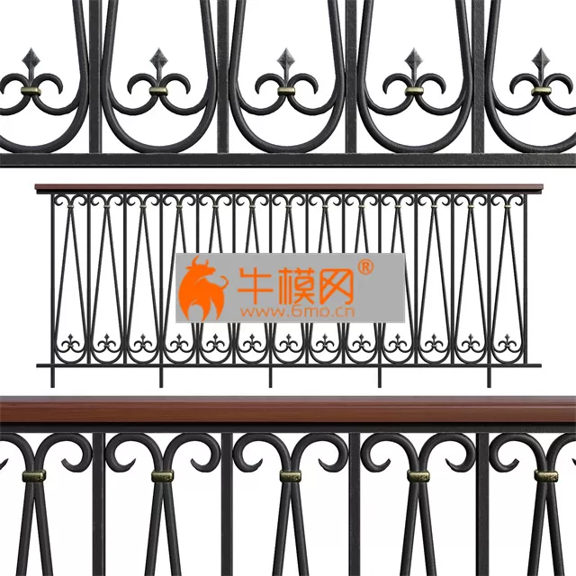 Forged railing with a wooden handrail – 1805 Forged railing with a wooden handrail – 1805