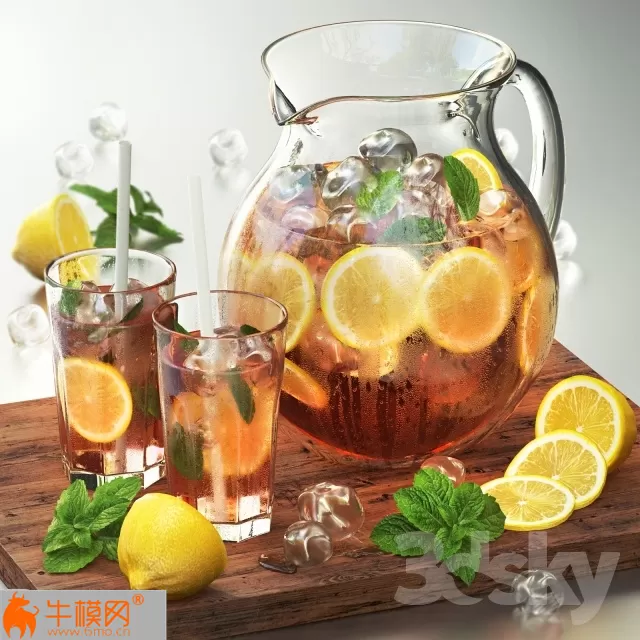Iced tea with lemon, mint and ice – 1980
