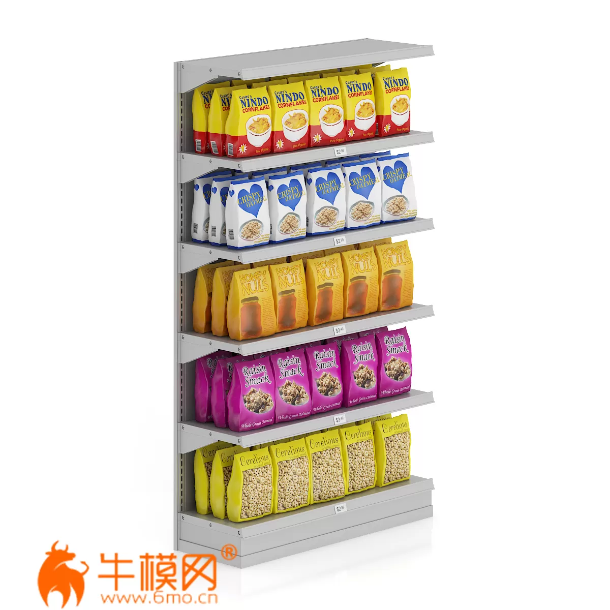 Market Shelf E Cereals and cornflakes (max, fbx, obj) – 2238