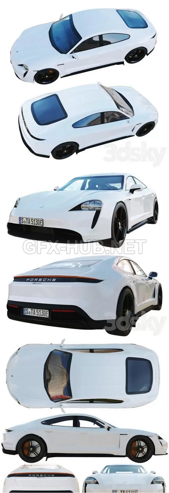 Porshe Taycan Turbo S 3D Model – 2552