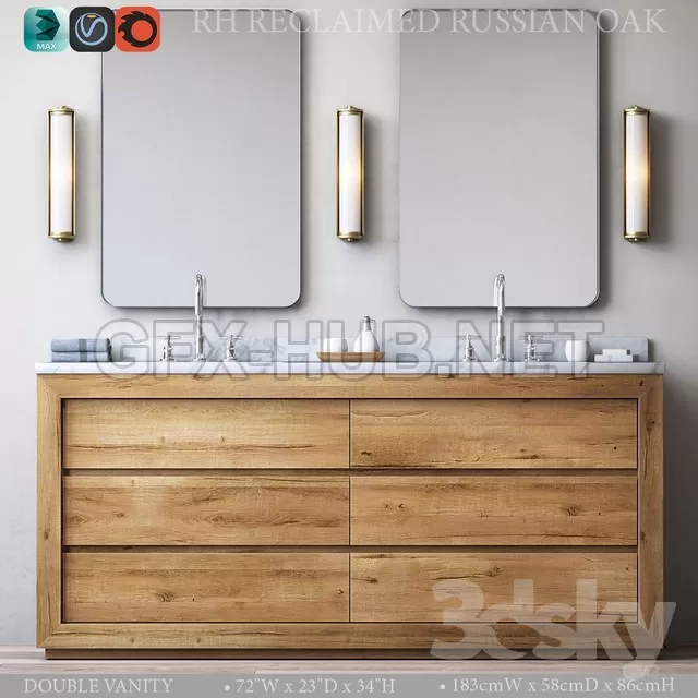 RECLAIMED RUSSIAN OAK DOUBLE VANITY – 2624