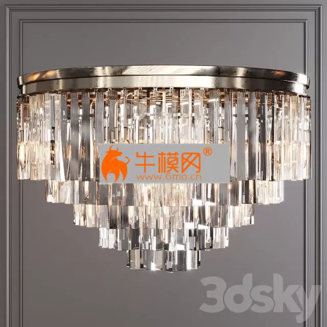 Restoration Hardware 1920S ODEON CLEAR GLASS FRINGE 5-TIER FLUSHMOUNT Nickel – 2639