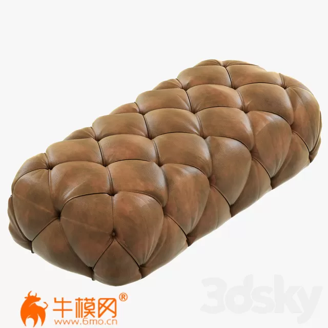 Restoration Hardware Soho Tufted Leather Ottoman – 2645