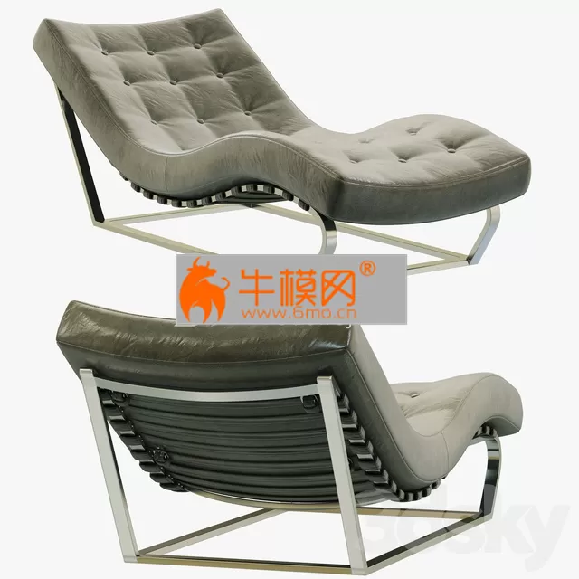 RH Modern Heath Box Leather Chaise – 2656