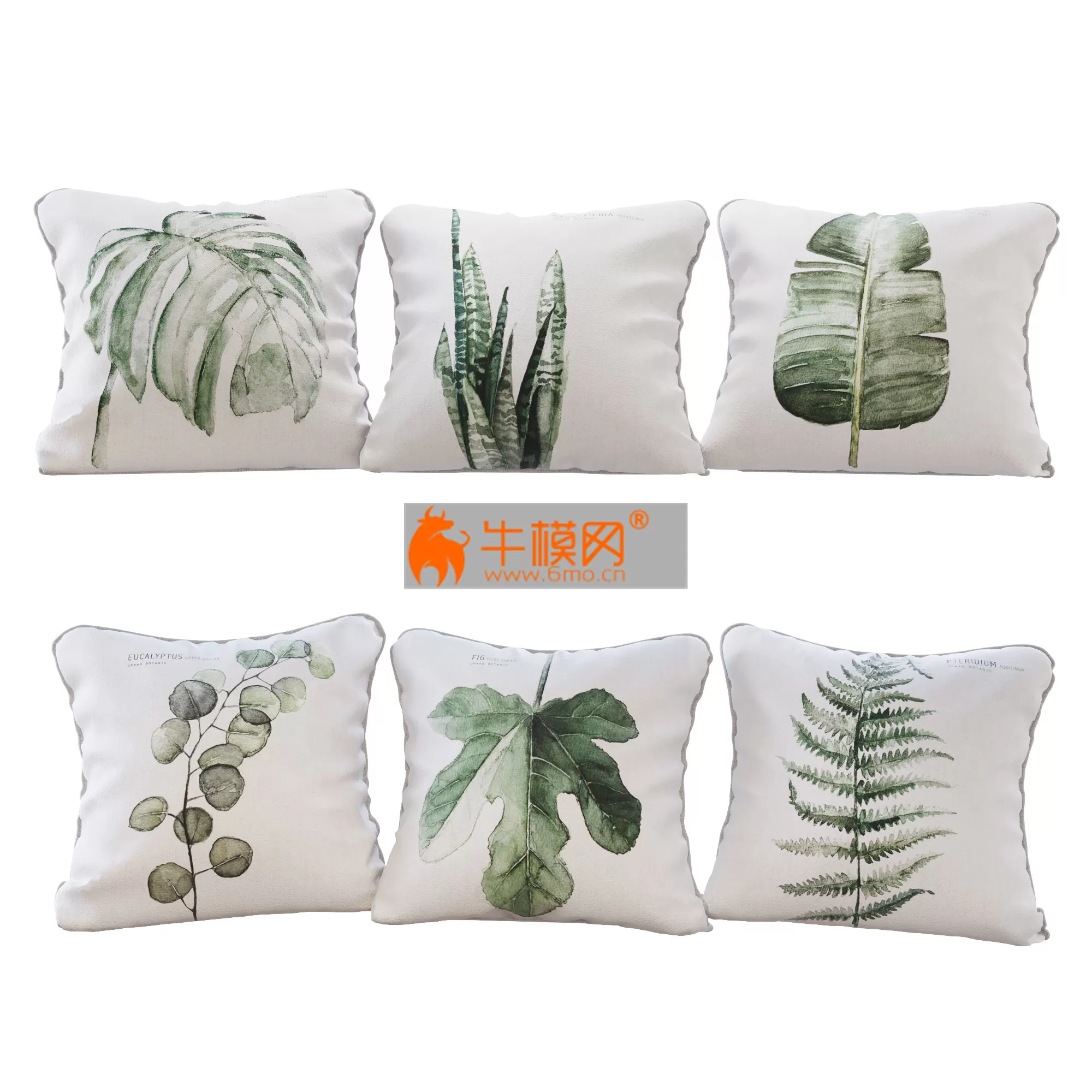 Set of 6 pillows with Urban Botanic 01 print – 2788 Set of 6 pillows with Urban Botanic 01 print – 2788
