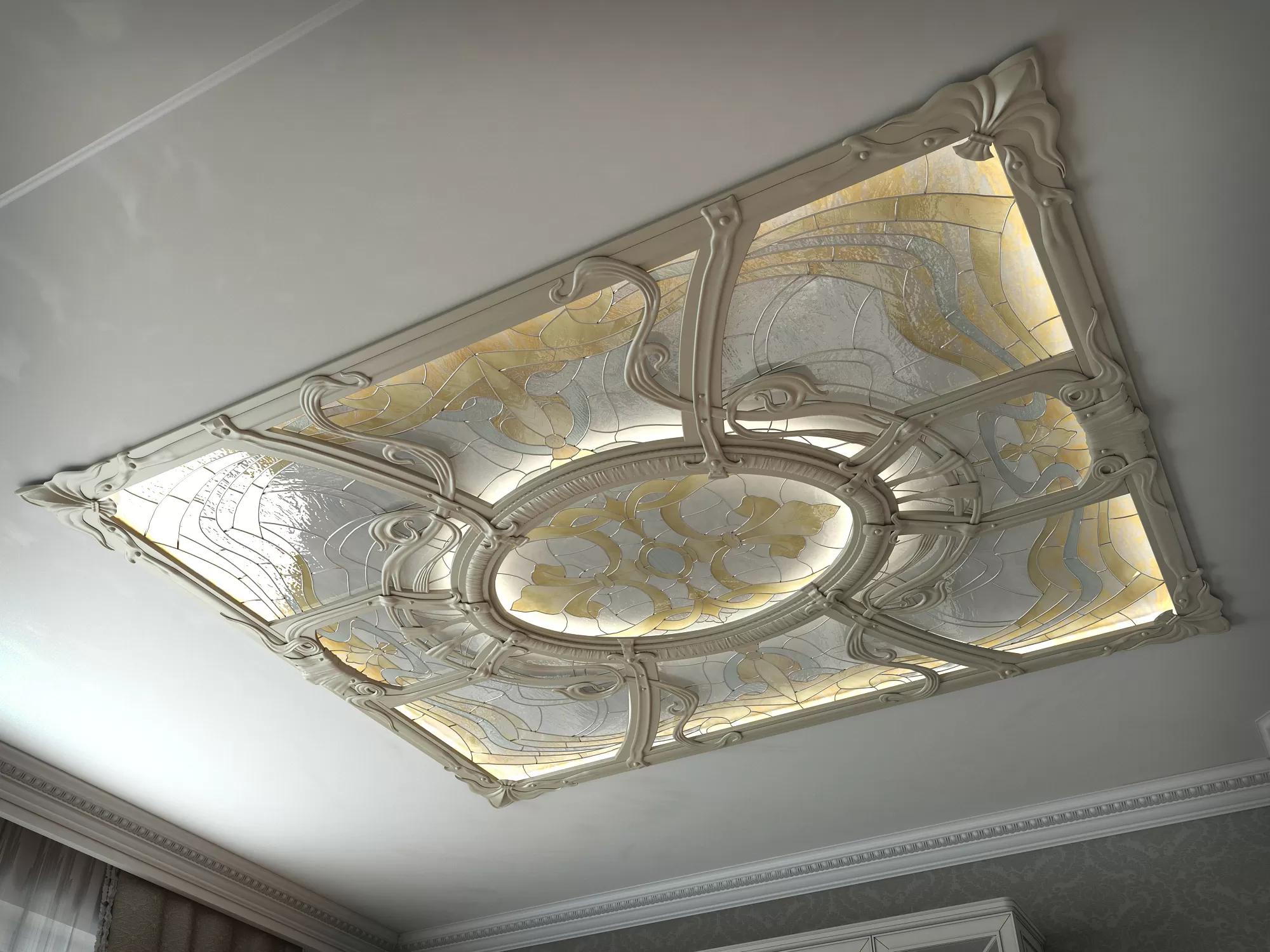 Stained glass ceiling in the forged frame – 2915 Stained glass ceiling in the forged frame – 2915