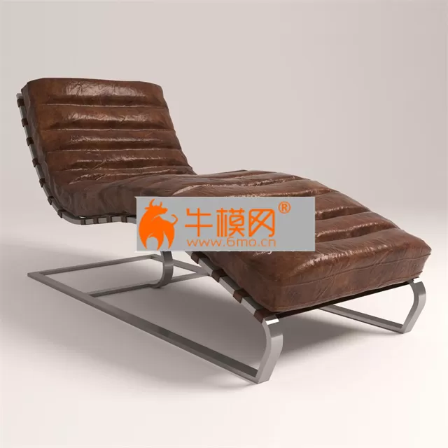Vintage Brown Leather Chaise Lounge by Regina Andrew Design – 3112