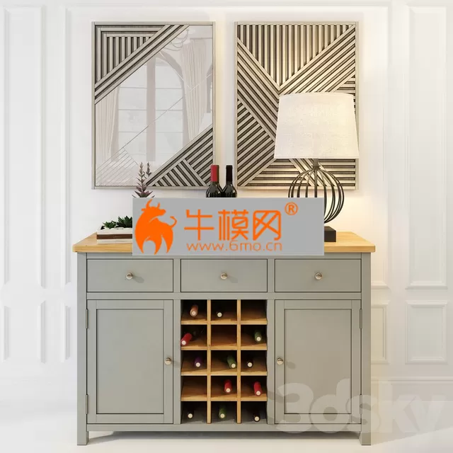 Wine chest of drawers EJules VerneE gray – 3175