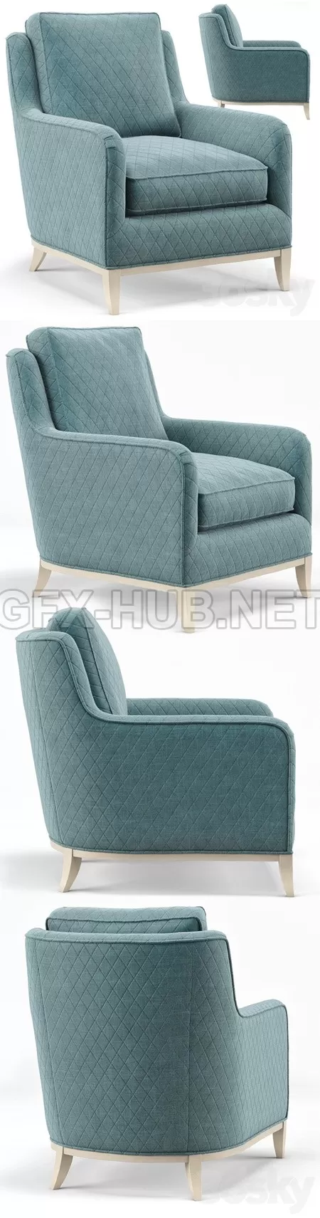 Madison Coastal Diamond Teal Milk Paint Armchair – 3388