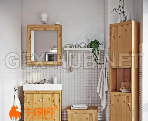 Nordic bathroom cabinet model combination (max 2011 Vray) – 3577