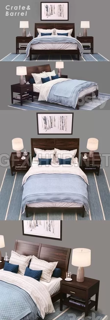 Bed Crate Barrel Dawson Clove Queen Sleigh Bed – 3629