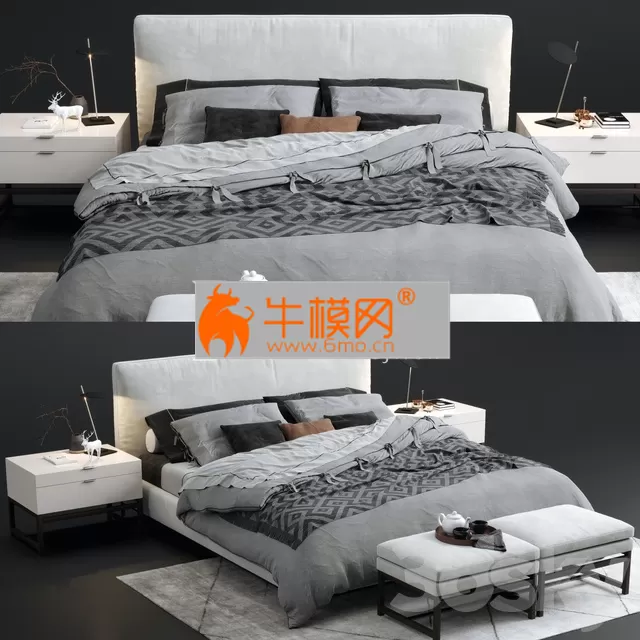 Minotti Andersen Bed with bench and decor – 3767