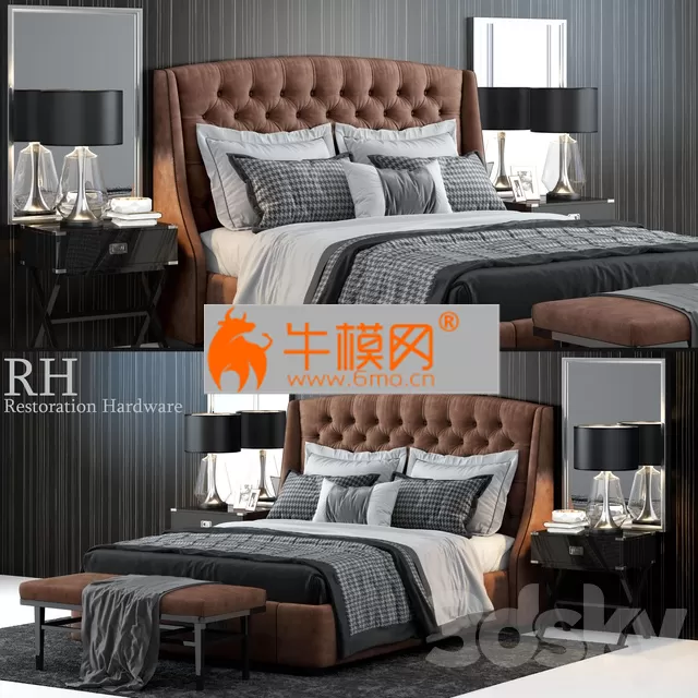 Restoration Hardware Warner Tufted Bed – 3804