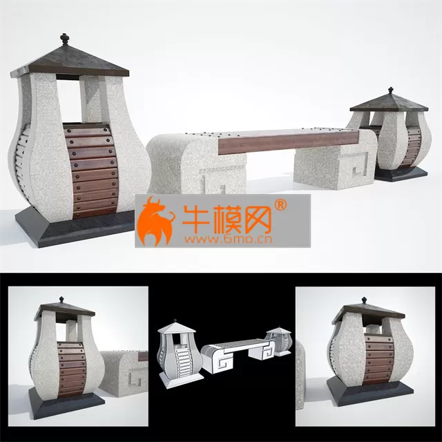 BENCH # 2 with two bins – 3850 BENCH # 2 with two bins – 3850