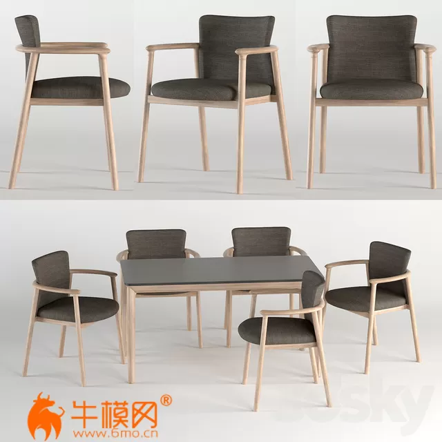 Bellevue Table and Lord Chair by Very Wood (max, fbx) – 3942