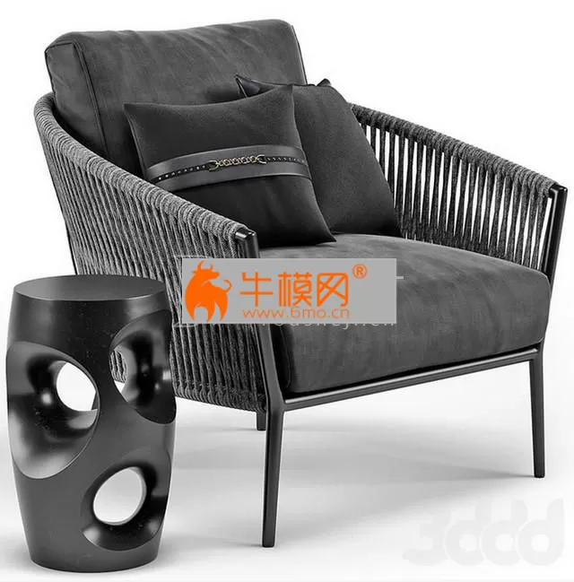 Coco Republic Catalina Outdoor Lounge Chair and Table – 4019