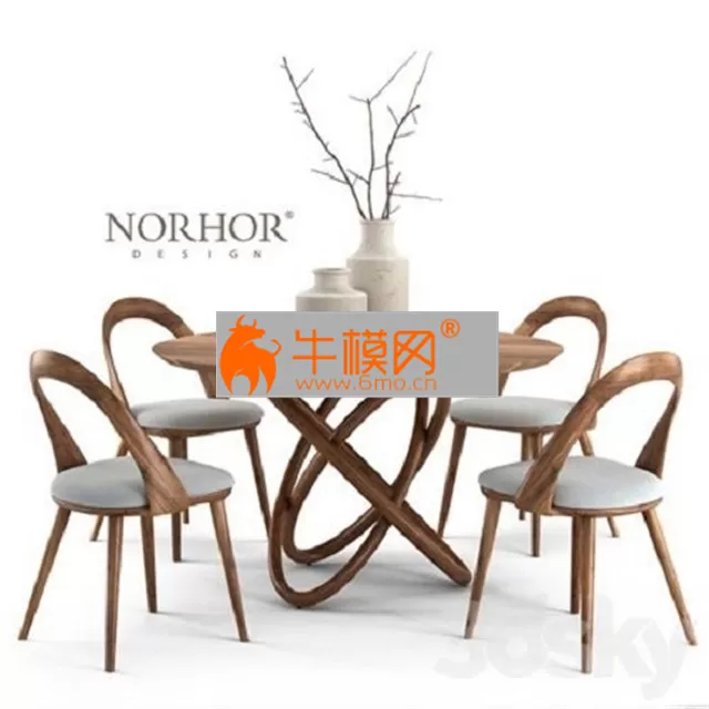 NORHOR Bergen round table and Walnut chair – 4168 NORHOR Bergen round table and Walnut chair – 4168