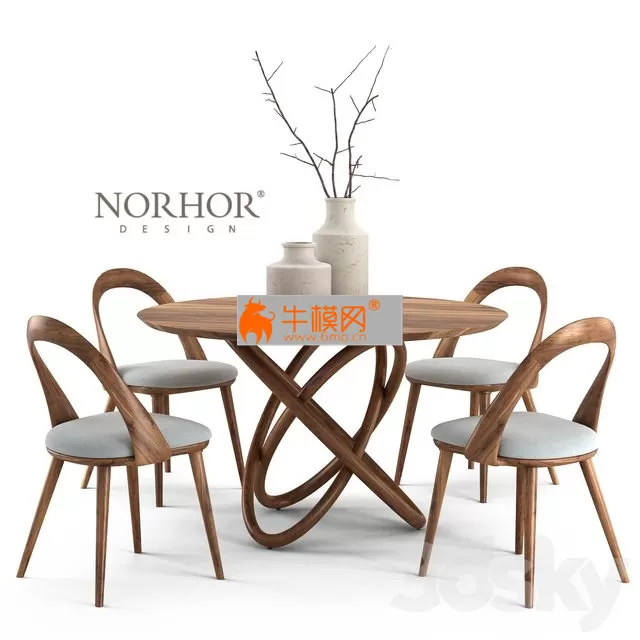 NORHOR Bergen round table and Walnut chair – 4169 NORHOR Bergen round table and Walnut chair – 4169