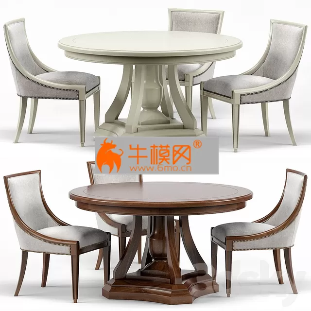 Stockton Ivory Lacquered Dining Chair, Maxime French Round Dining Table – 4226 Stockton Ivory Lacquered Dining Chair, Maxime French Round Dining Table – 4226