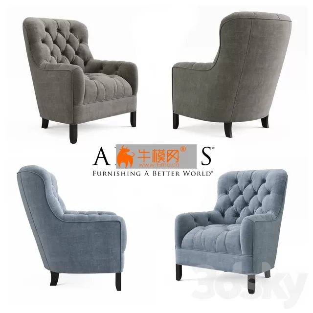 TUFTED UPHOLSTERED CHAIR IN TWEED – 4253