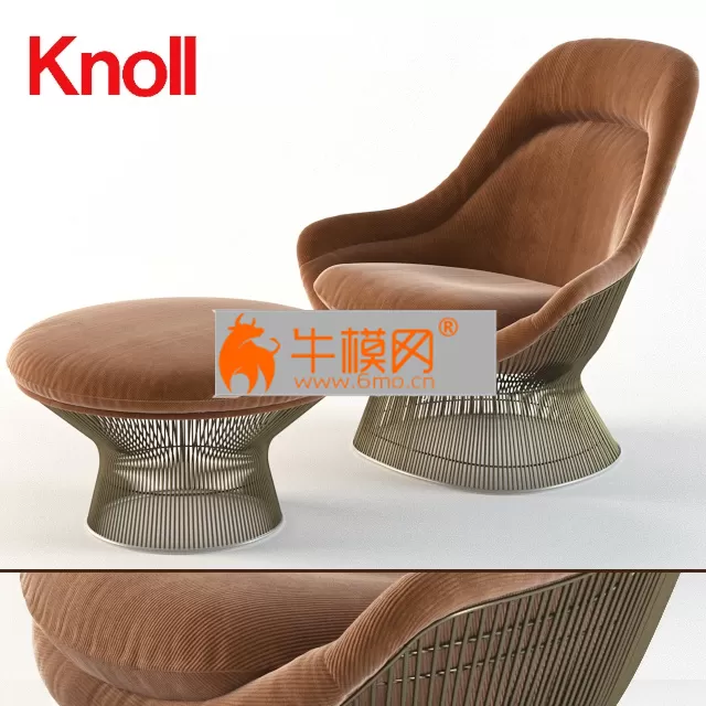 Warren Platner Easy Chair, Knoll, ottoman – 4272