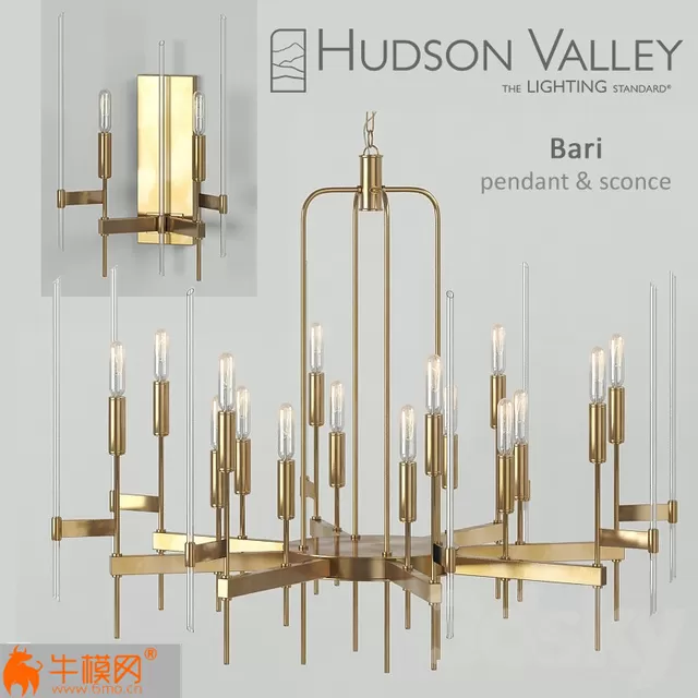 Chandelier Hudson Valley Bari pendant and sconce – 4313