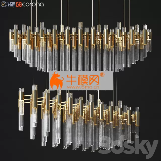 Waterfall Linear Rectangular Suspension Chandelier luxxu – 4419